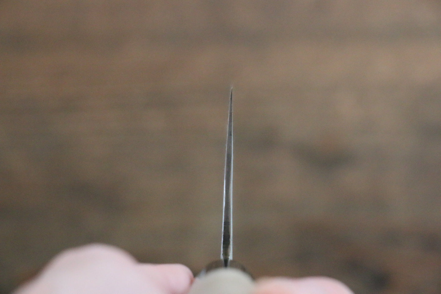 藤原 照康 白一鋼 梨地 三徳包丁 180mm 朴柄 - 清助刃物