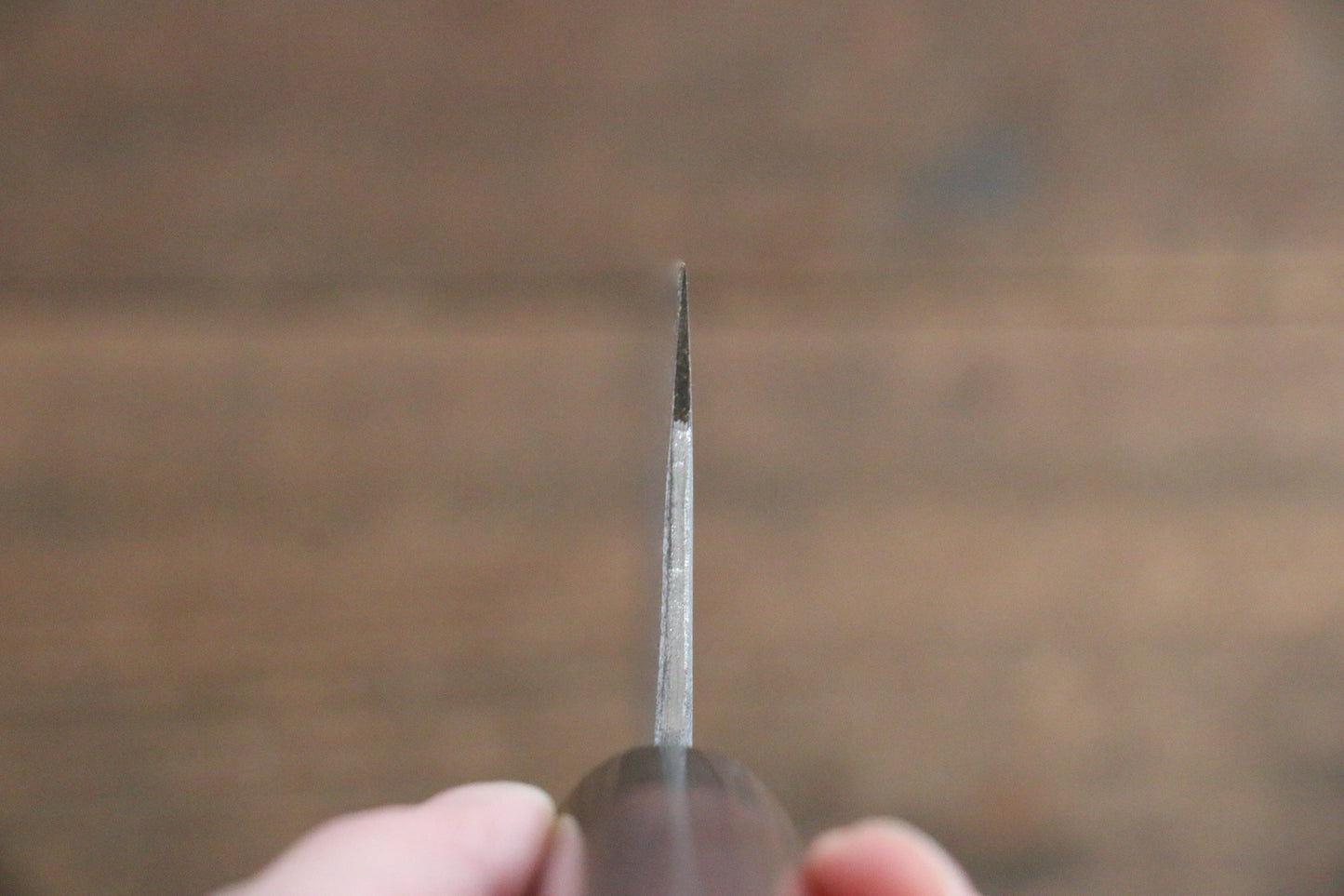 藤原 照康 白一鋼 梨地 三徳包丁 165mm 紫檀柄 - 清助刃物