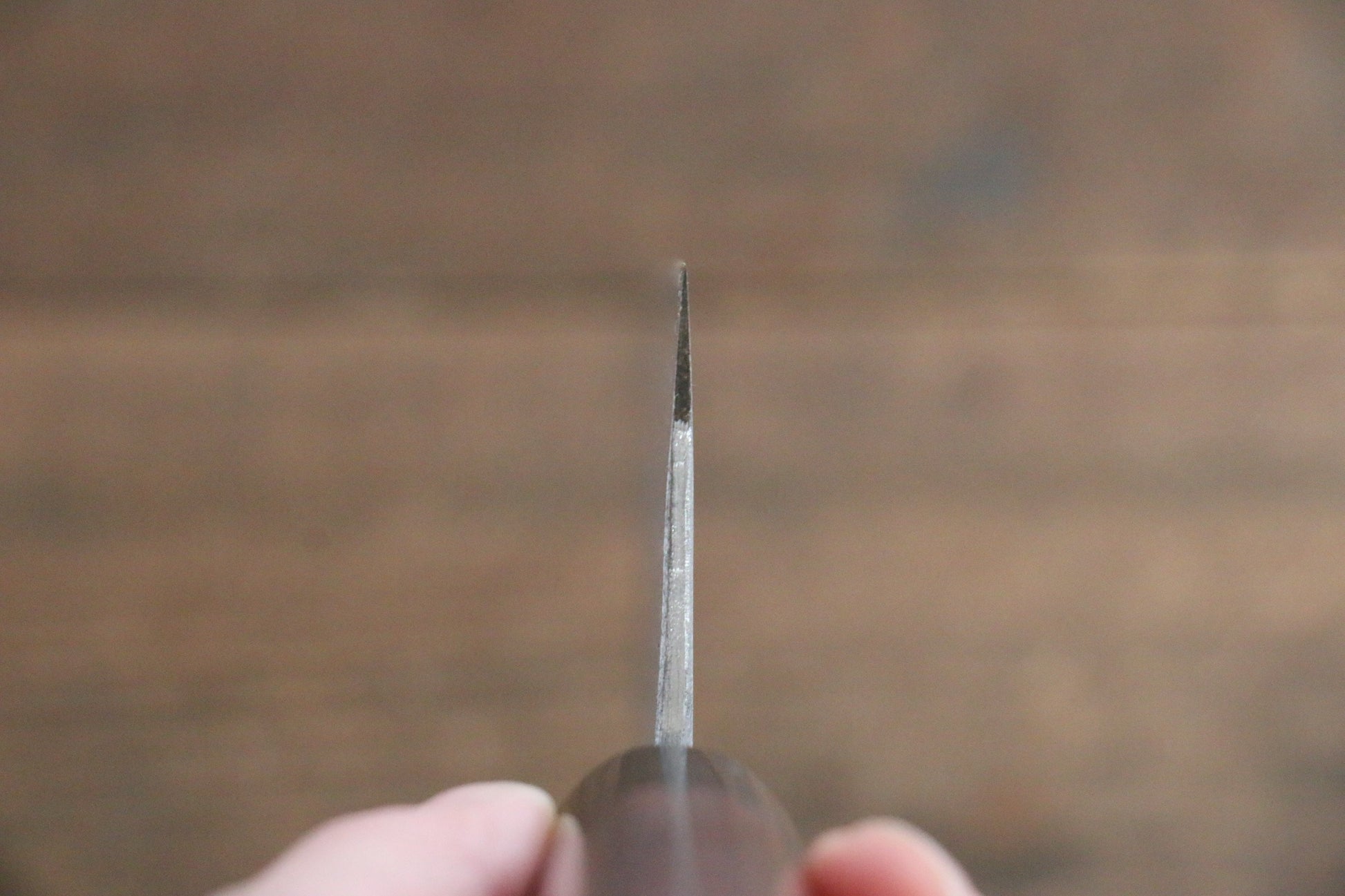 藤原 照康 白一鋼 梨地 三徳包丁 165mm 紫檀柄 - 清助刃物