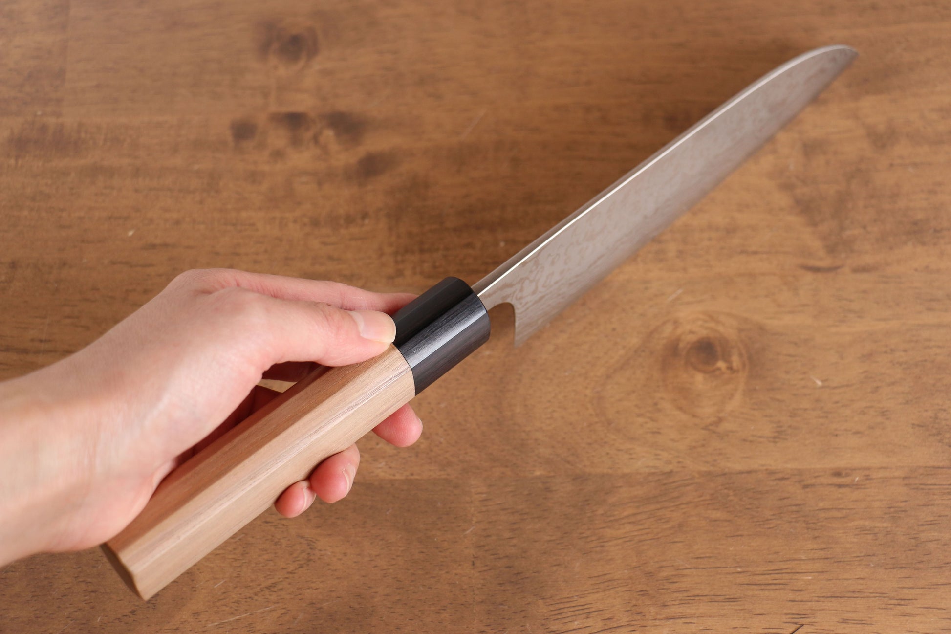 山本 直 V金10号 ダマスカス 三徳包丁  165mm ウォルナット柄 - 清助刃物