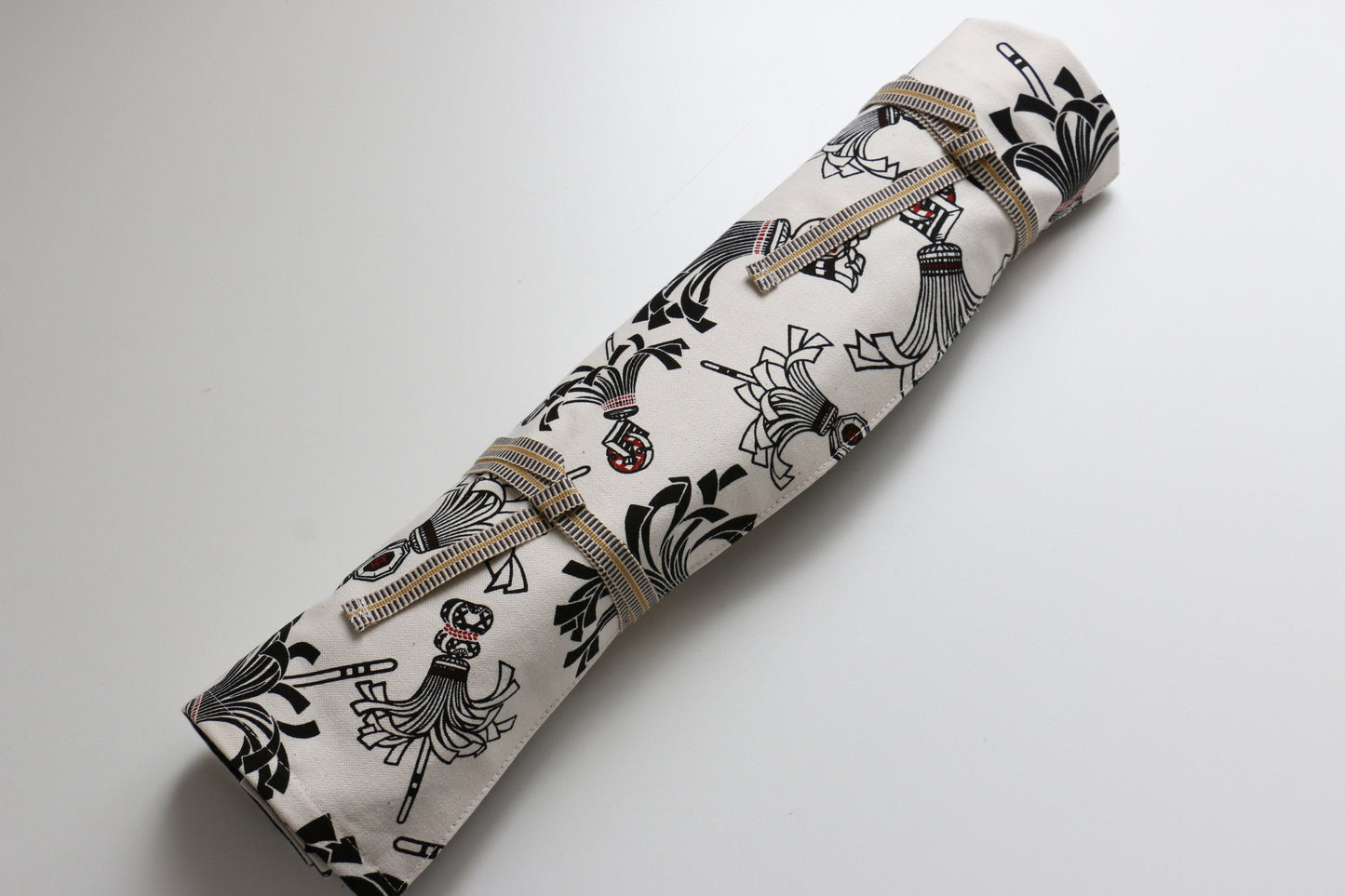 和柄包丁ケース 白火消し×裏紺カスリ紋柄 4本用 - 清助刃物