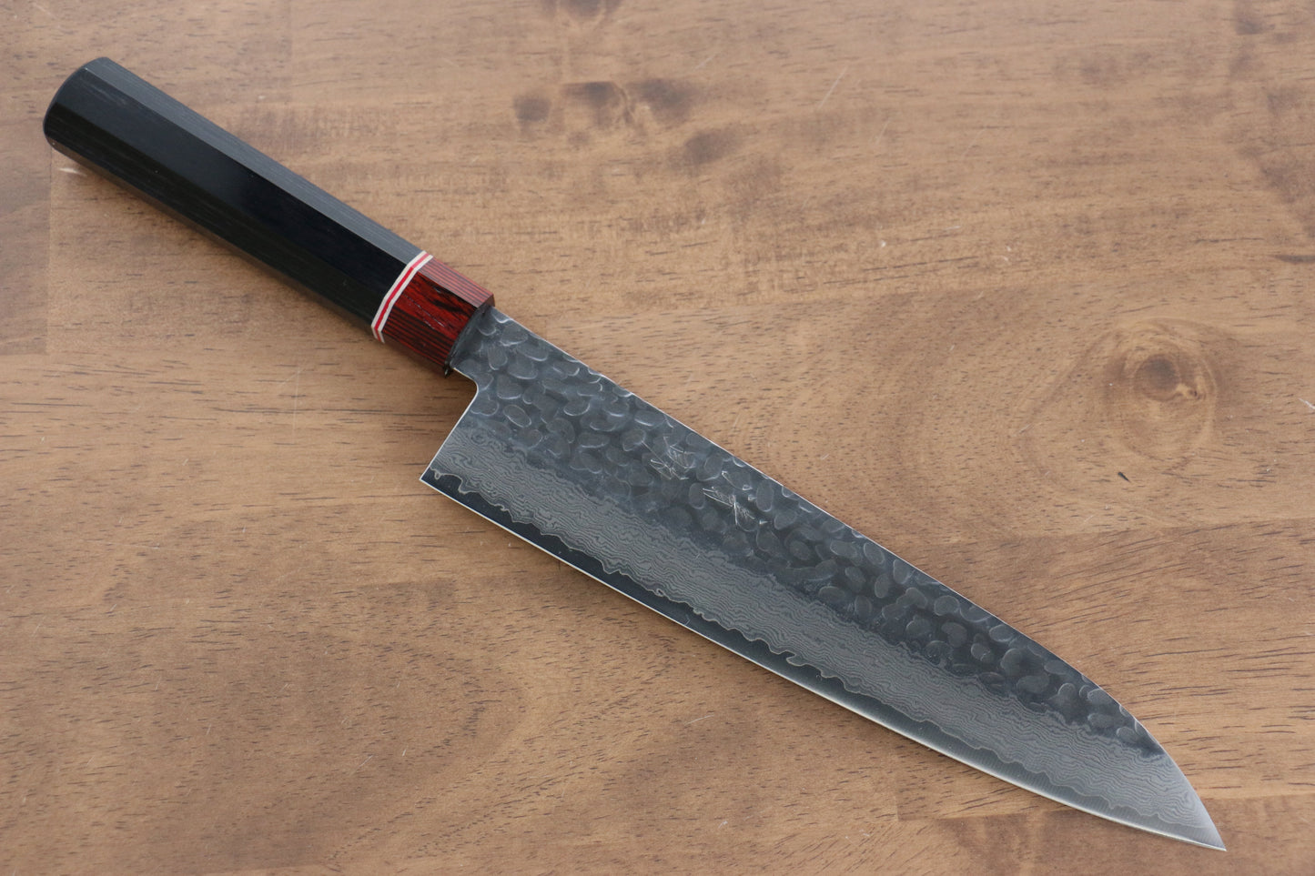 清助 V金10号 ダマスカス 牛刀包丁 210mm 黒合板柄 - 清助刃物
