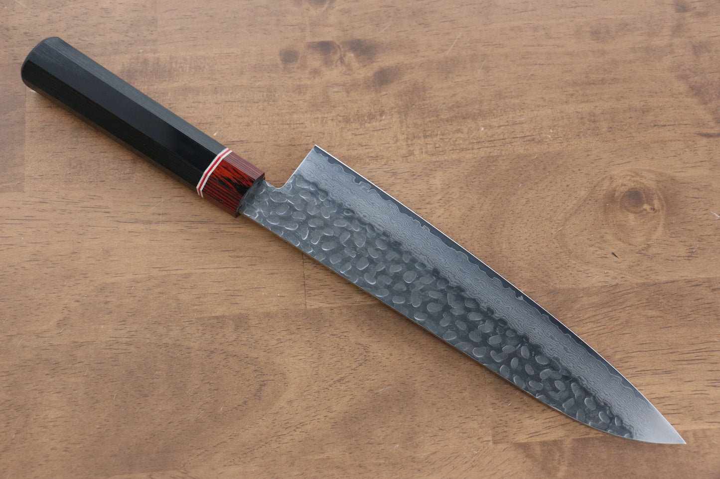 清助 V金10号 ダマスカス 牛刀包丁 210mm 黒合板柄 - 清助刃物