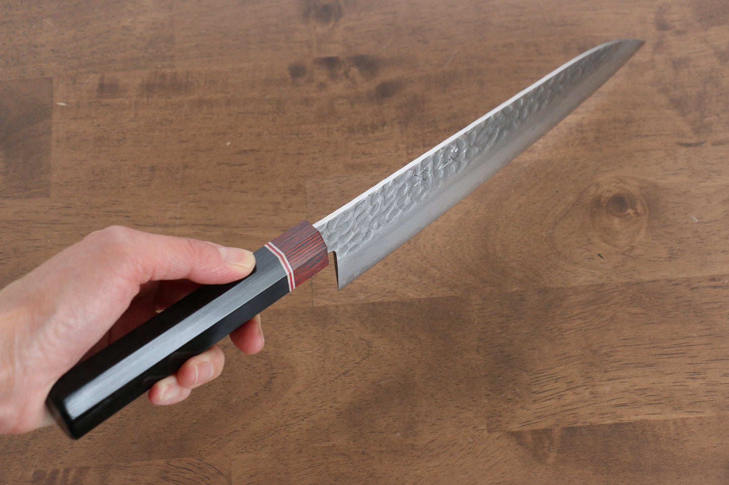 清助 V金10号 ダマスカス 牛刀包丁 210mm 黒合板柄 - 清助刃物