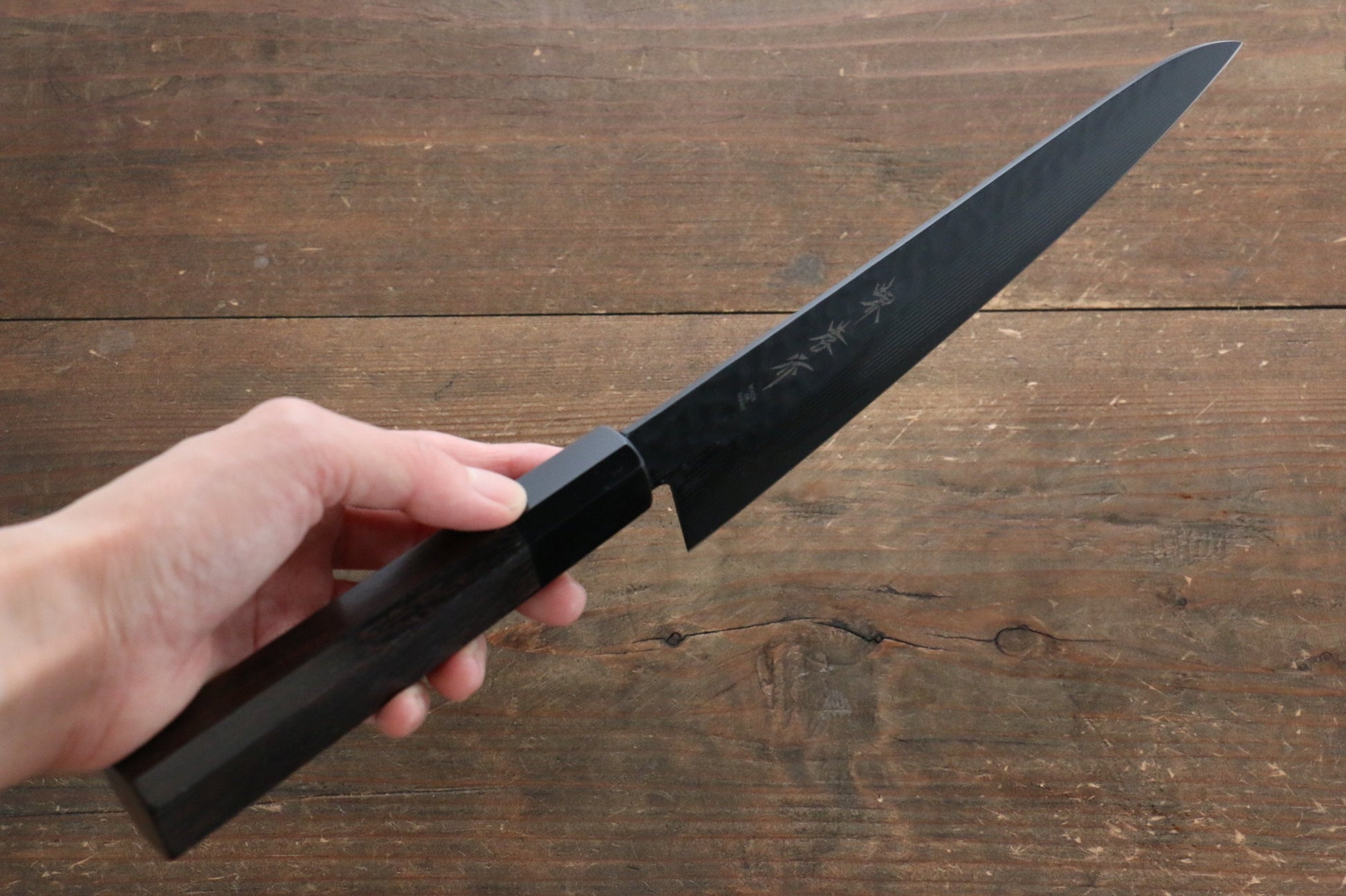 堺 孝行 黒影 V金10号 鎚目テフロン加工 牛刀, 三徳, ペティ 150mm ウェンジ柄 セット - 清助刃物