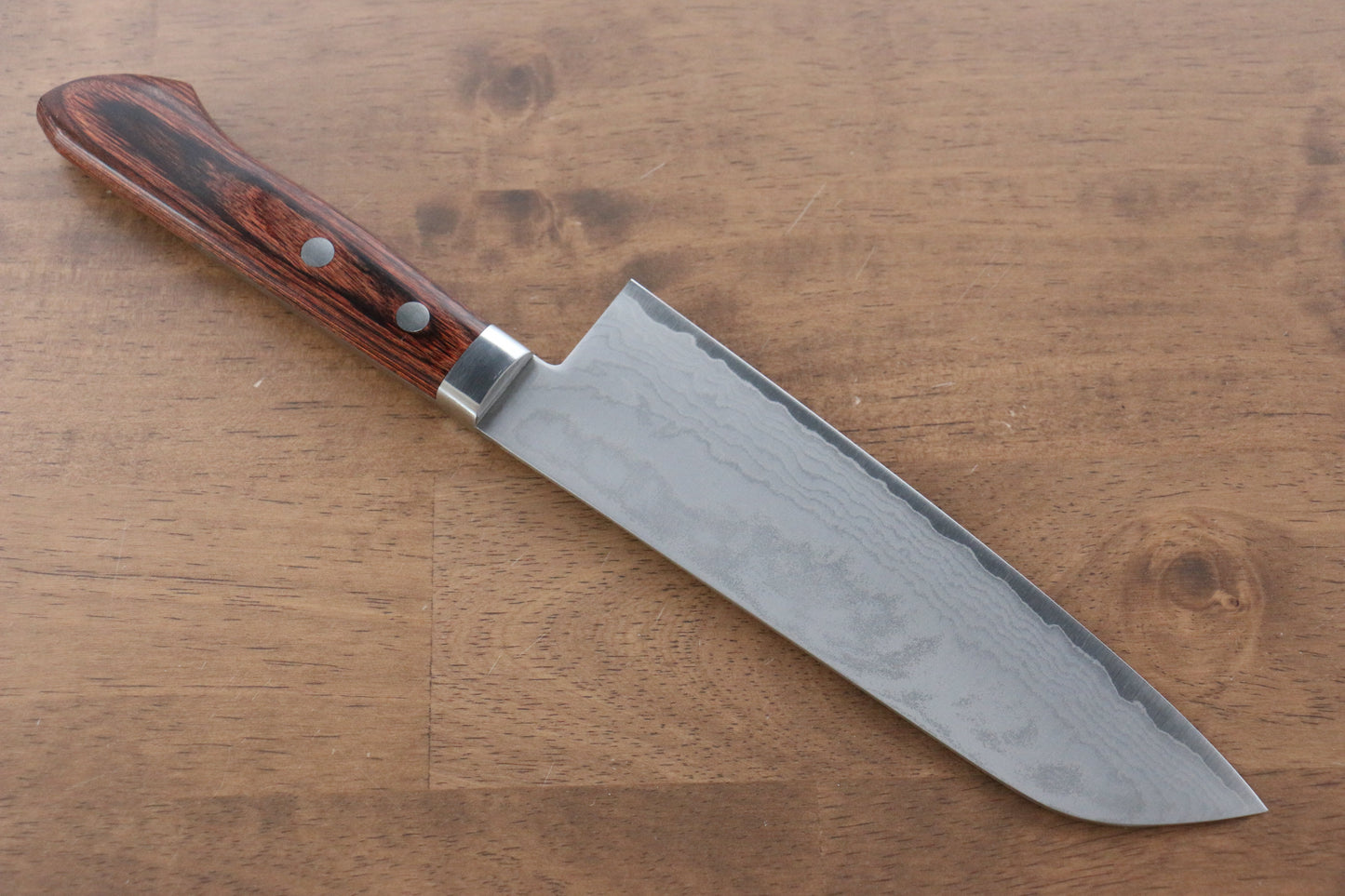 兼常 V金1号 17層ダマスカス 三徳包丁 165mm マホガニー柄 - 清助刃物