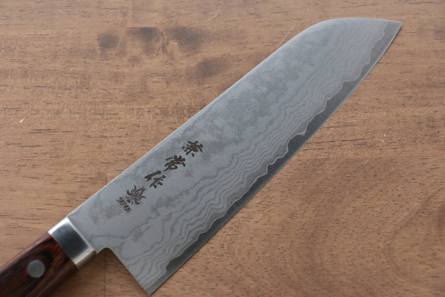 兼常 V金1号 17層ダマスカス 三徳包丁 165mm マホガニー柄 - 清助刃物