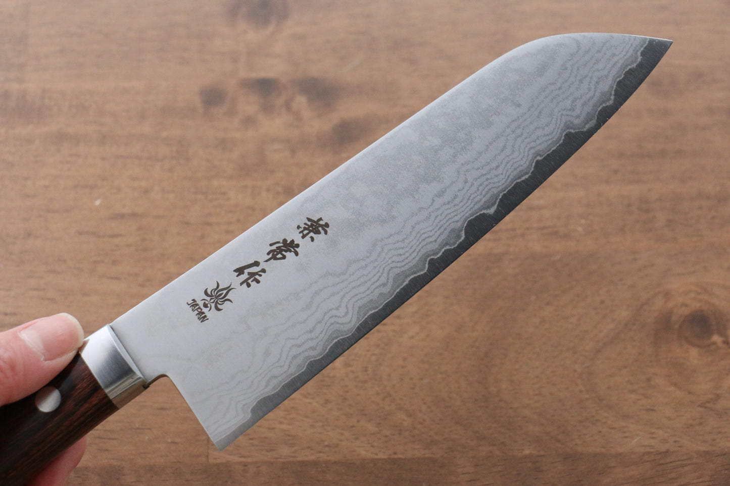 兼常 V金1号 17層ダマスカス 三徳包丁 165mm マホガニー柄 - 清助刃物