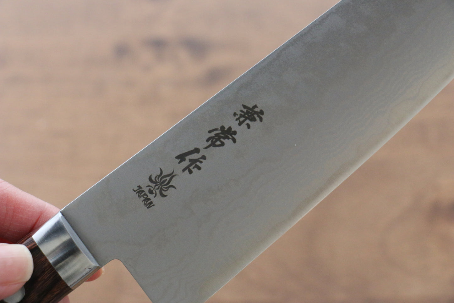 兼常 V金1号 17層ダマスカス 三徳包丁 165mm マホガニー柄 - 清助刃物