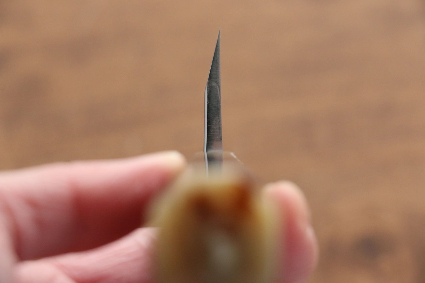 實光 至光 白鋼 切付出刃包丁 120mm 両側リング付き黒檀柄 - 清助刃物