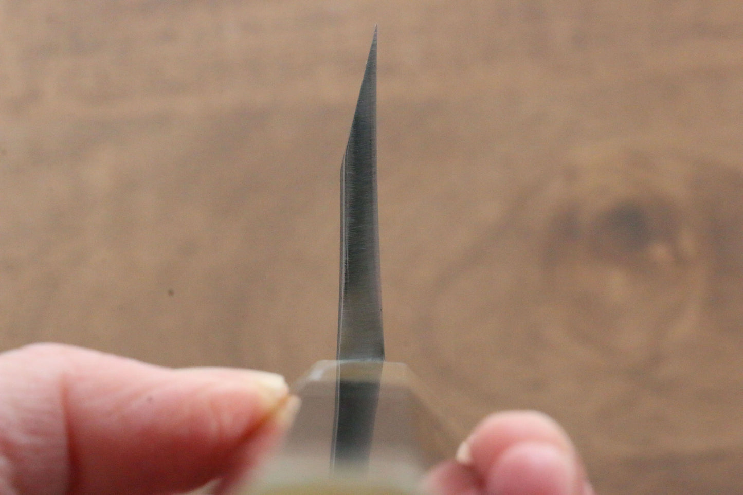 實光 至光 白鋼 切付出刃包丁 180mm 両側リング付き黒檀柄 - 清助刃物