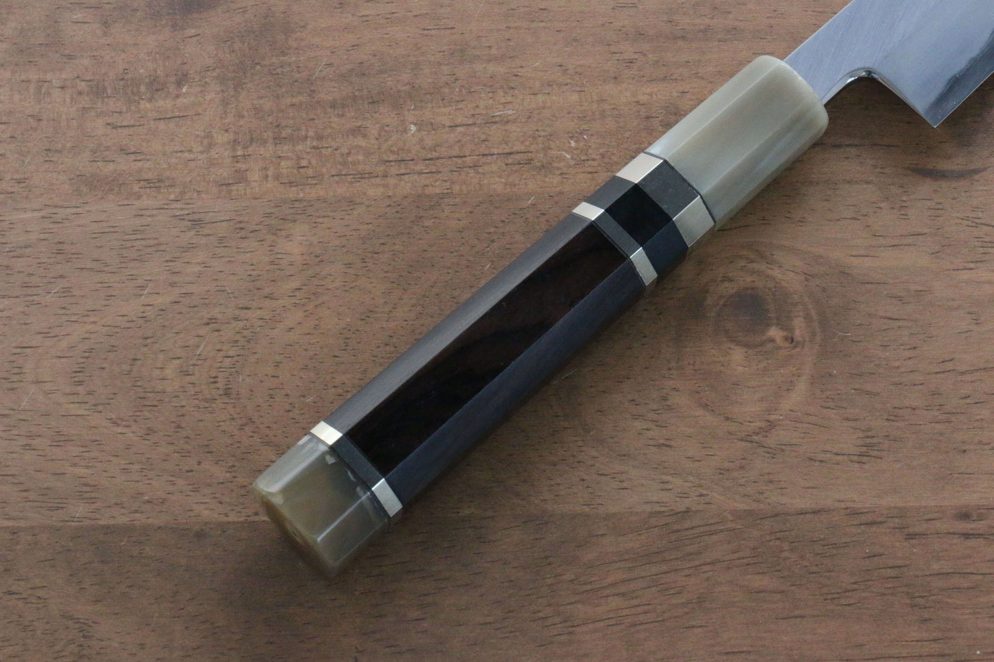 實光 至光 白鋼 先丸柳刃包丁 240mm 両側リング付き黒檀柄 - 清助刃物