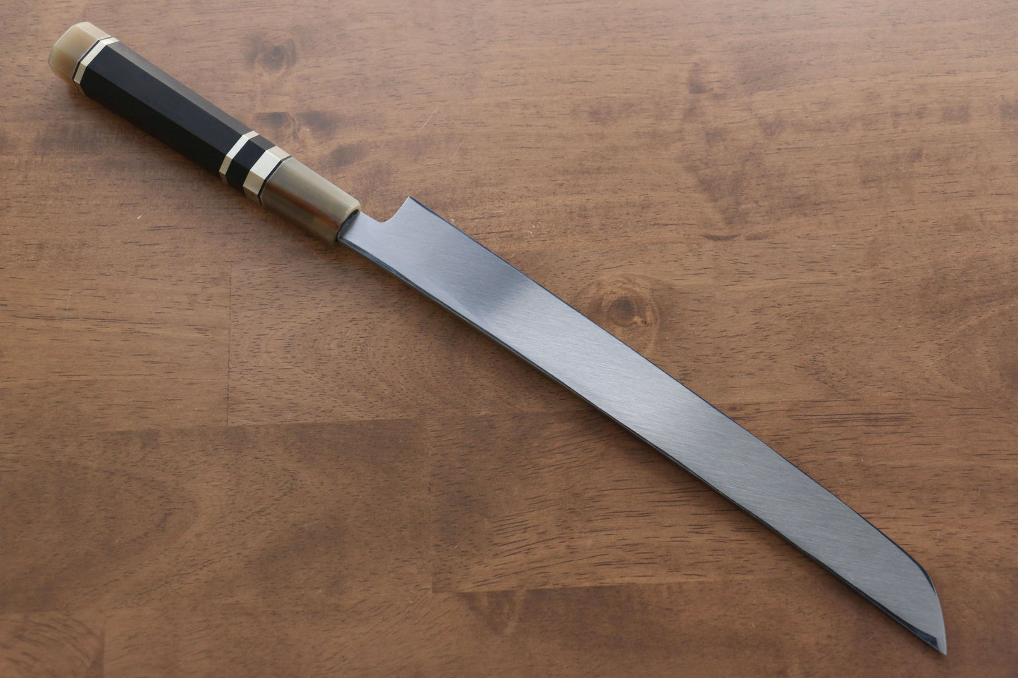 實光 至光 白鋼 先丸柳刃包丁 270mm 両側リング付き黒檀柄 - 清助刃物