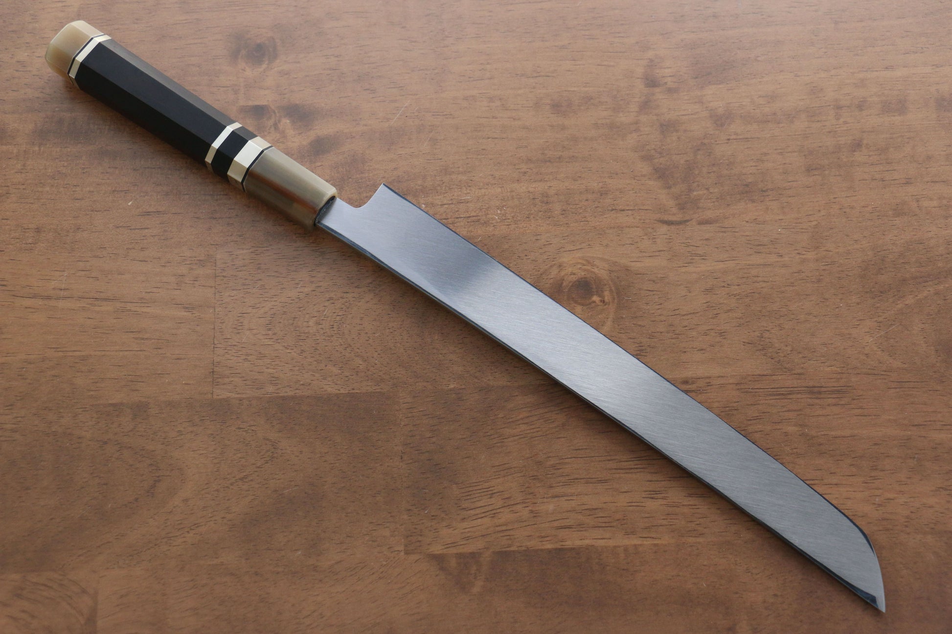 實光 至光 白鋼 先丸柳刃包丁 270mm 両側リング付き黒檀柄 - 清助刃物