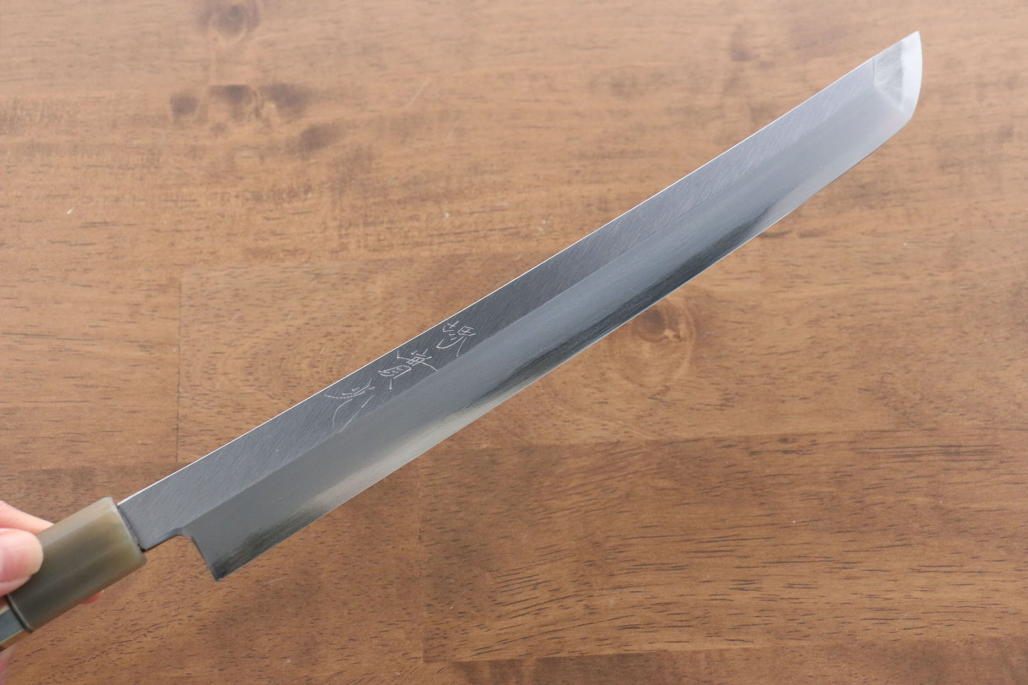 實光 至光 白鋼 先丸柳刃包丁 270mm 両側リング付き黒檀柄 - 清助刃物