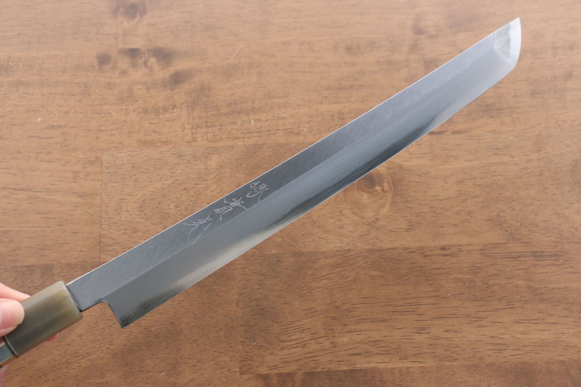 實光 至光 白鋼 先丸柳刃包丁 270mm 両側リング付き黒檀柄 - 清助刃物