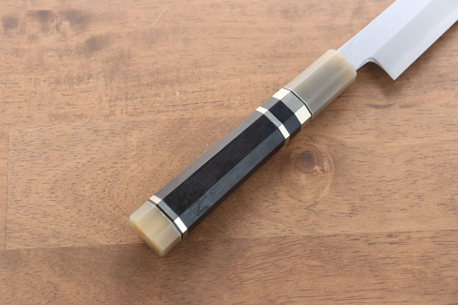 實光 至光 白鋼 先丸柳刃包丁 270mm 両側リング付き黒檀柄 - 清助刃物