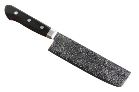 清助 鏡 AUS10 鏡面仕上げ ダマスカス 菜切包丁  170mm 黒合板柄 - 清助刃物