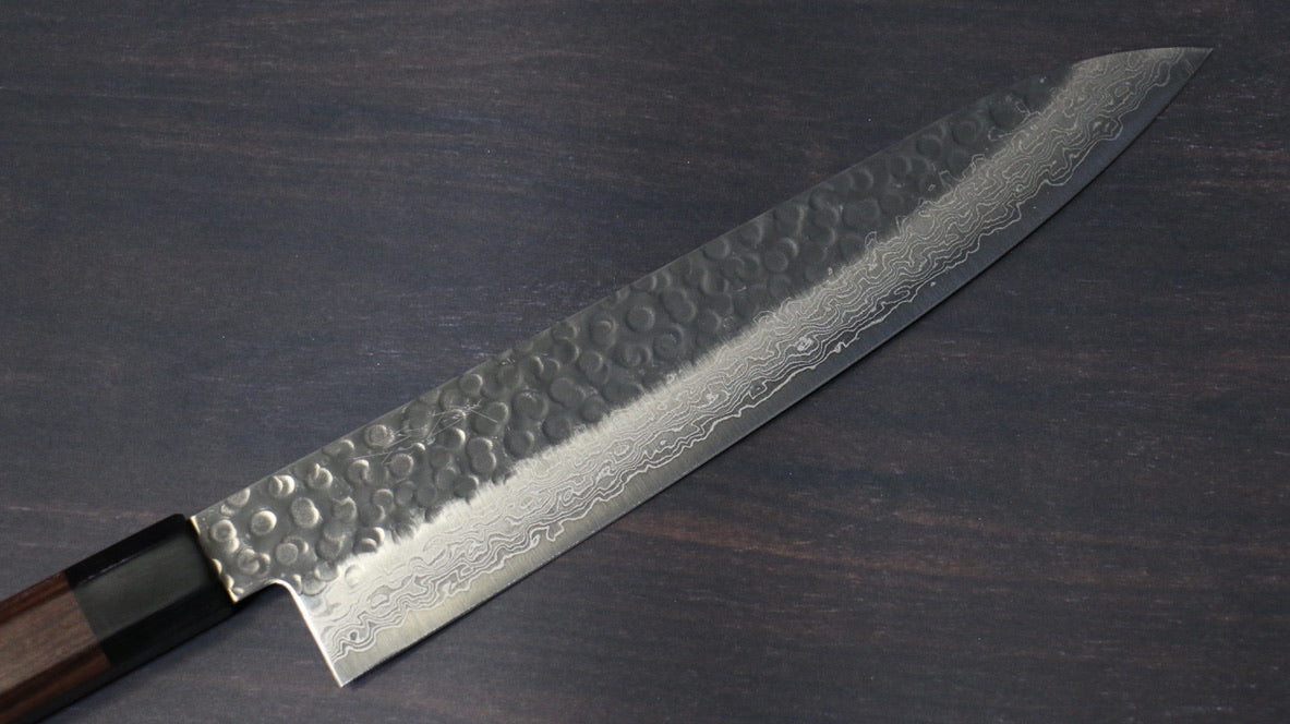 清助 AUS10 45層ダマスカス 牛刀包丁 240mm 紫檀柄 - 清助刃物