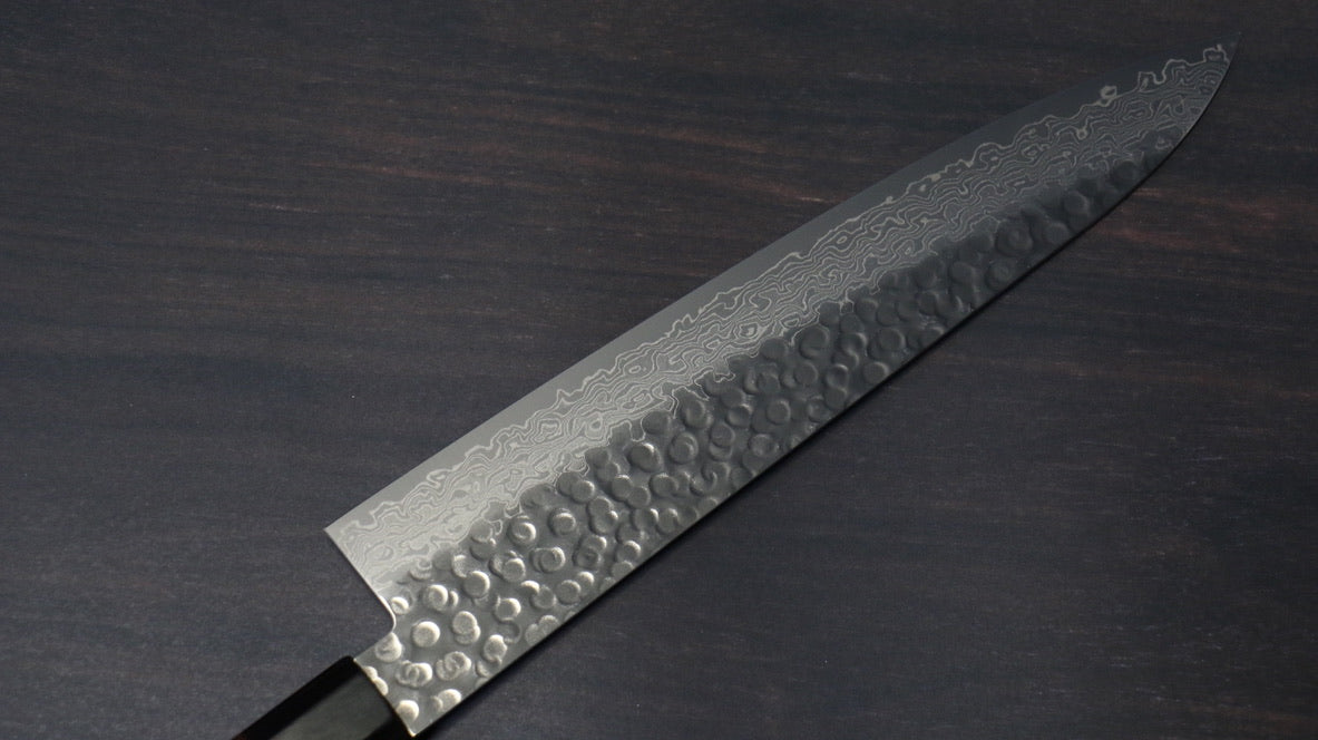 清助 AUS10 45層ダマスカス 牛刀包丁 240mm 紫檀柄 - 清助刃物