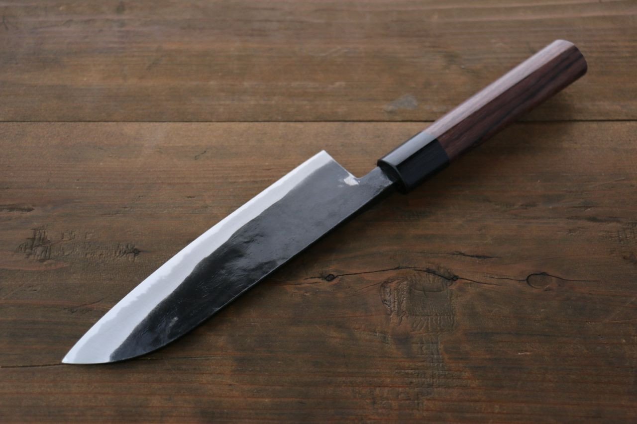 岩井 貴行 青ニ鋼 黒打 三徳包丁  165mm 紫檀柄 - 清助刃物