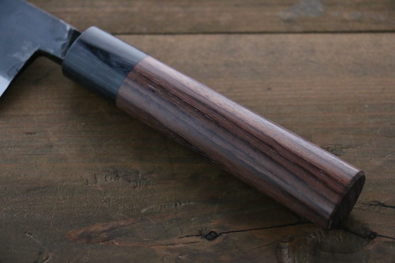 岩井 貴行 青ニ鋼 黒打 三徳包丁  165mm 紫檀柄 - 清助刃物