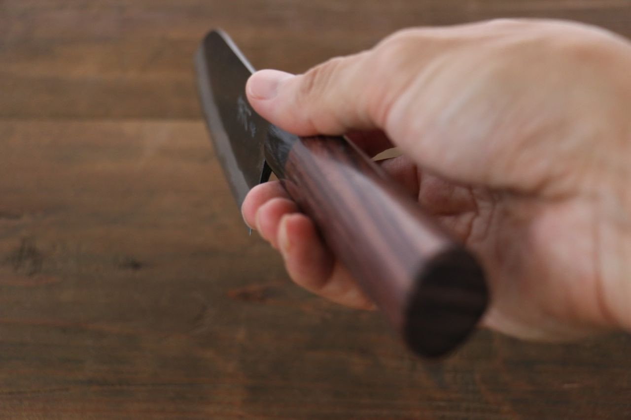 岩井 貴行 青ニ鋼 黒打 三徳包丁  165mm 紫檀柄 - 清助刃物