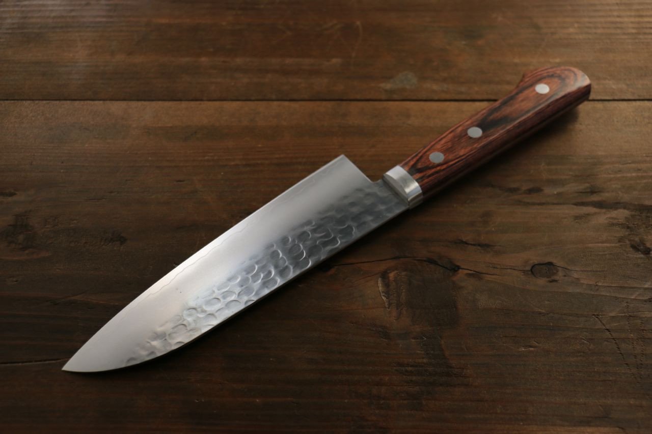 兼常 V金1号 鎚目 三徳包丁  165mm マホガニー柄 - 清助刃物