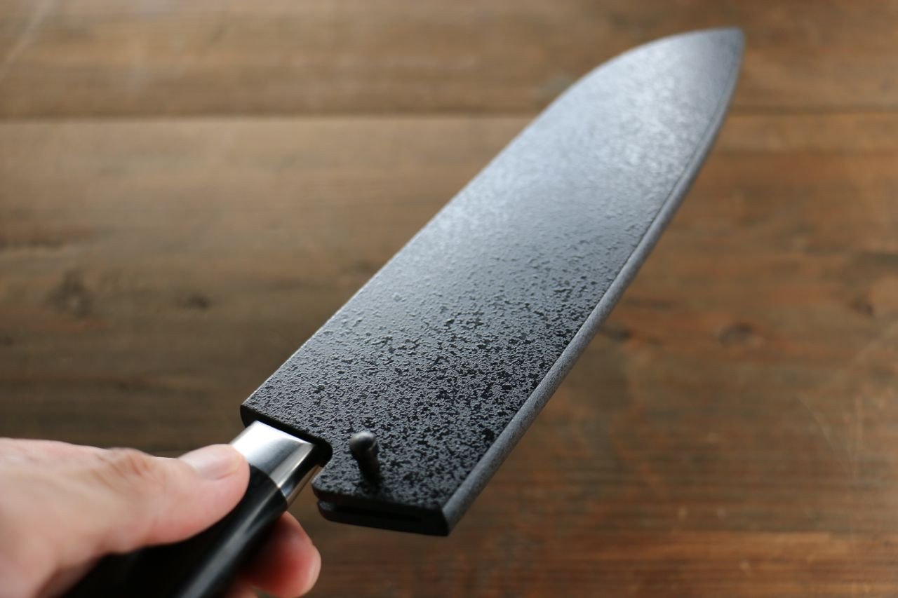 黒石目鞘 三徳用 黒合板ピン付き 180mm - 清助刃物