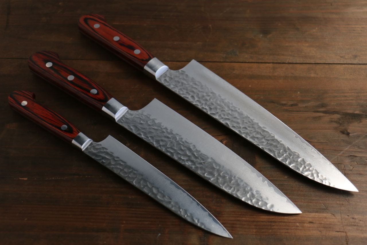 堺 孝行 33層 ダマスカス 牛刀包丁 210mm, 三徳包丁 & ペティナイフ 150mm セット - 清助刃物