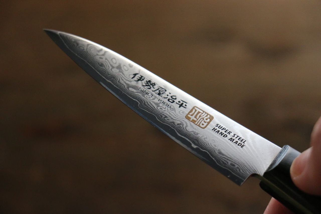 伊勢屋 V金10号 ダマスカス パーリングナイフ  76mm - 清助刃物