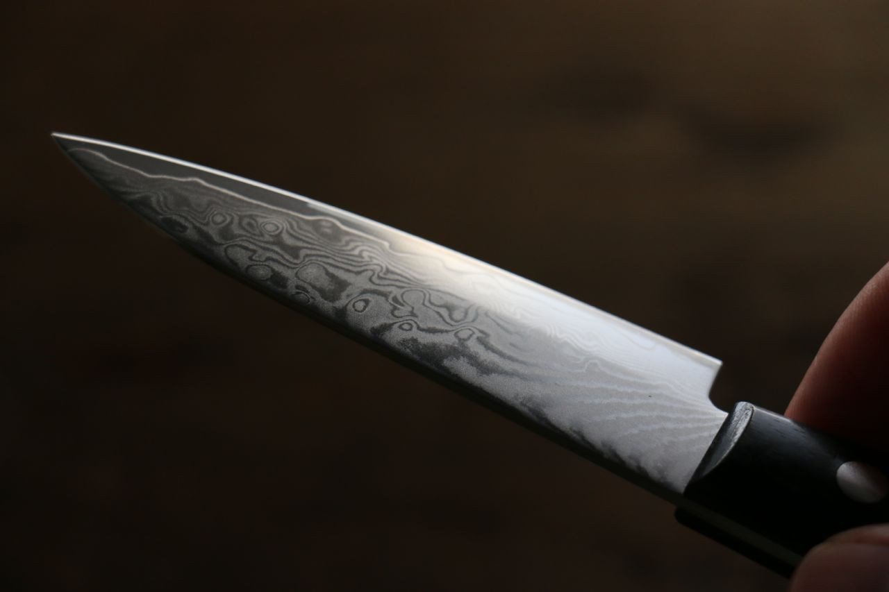 伊勢屋 V金10号 ダマスカス パーリングナイフ  76mm - 清助刃物