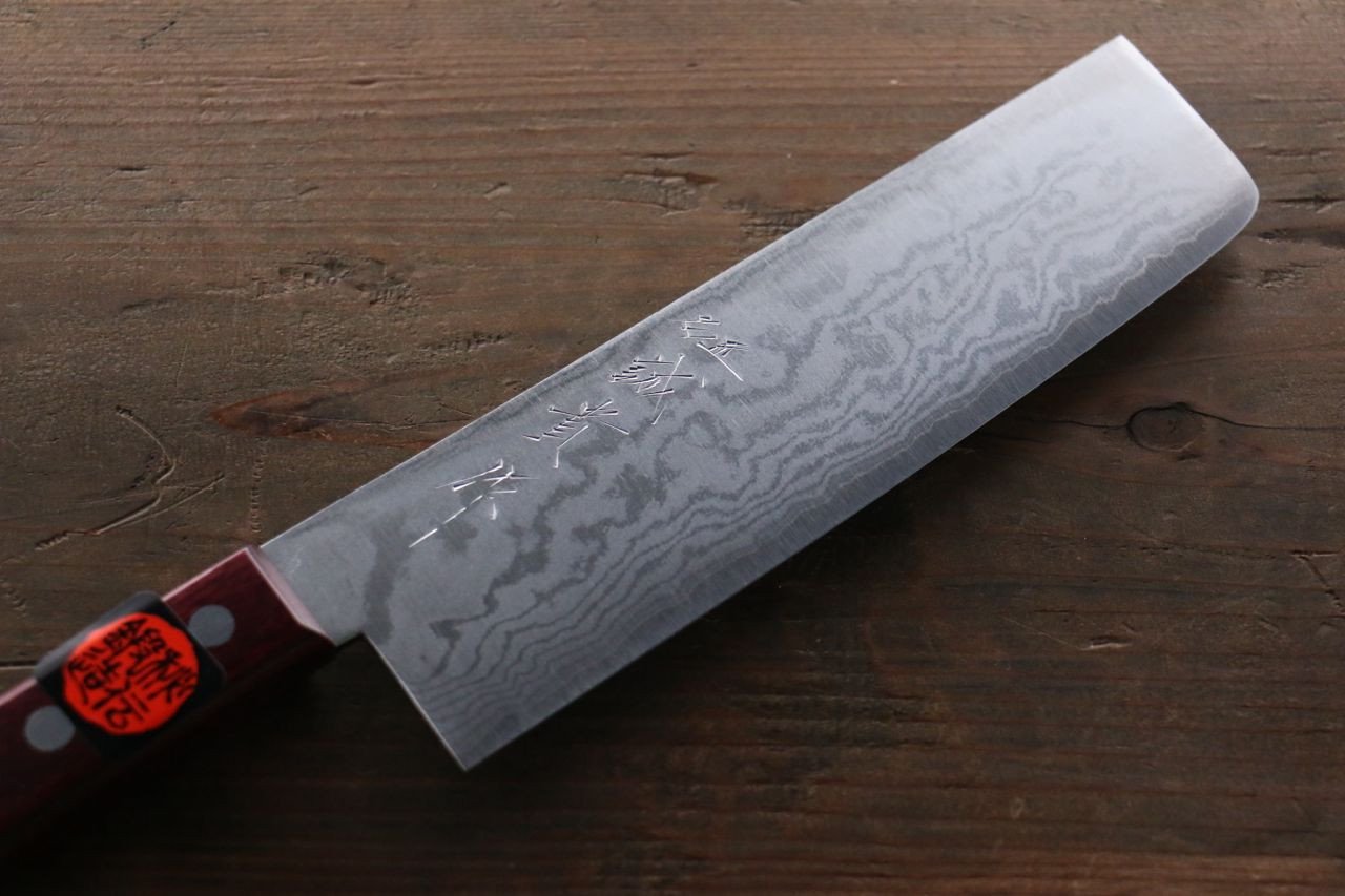 田中 誠貴 VG10 17層 ダマスカス 菜切包丁 160mm 赤合板柄 - 清助刃物
