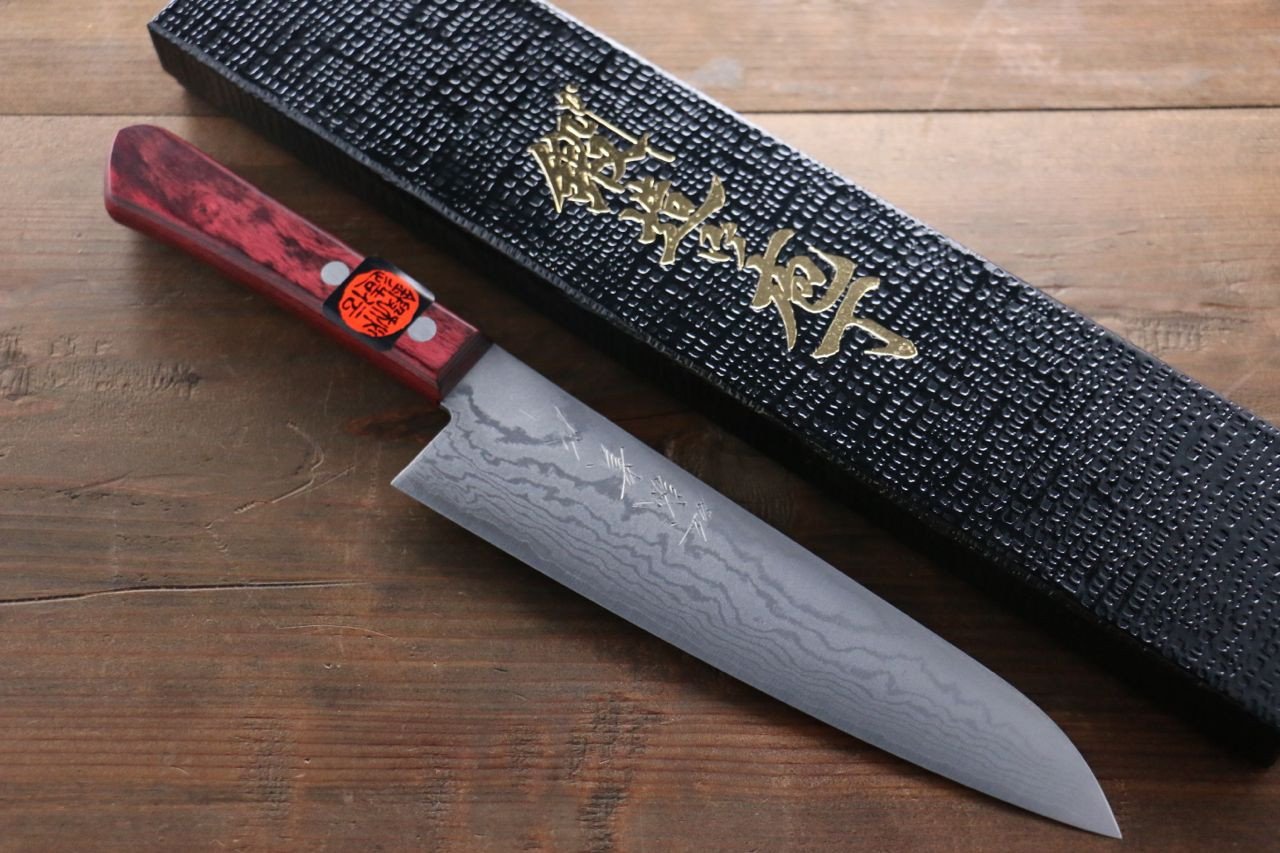 田中 誠貴 VG10 17層 ダマスカス 牛刀包丁 210mm 赤合板柄 - 清助刃物