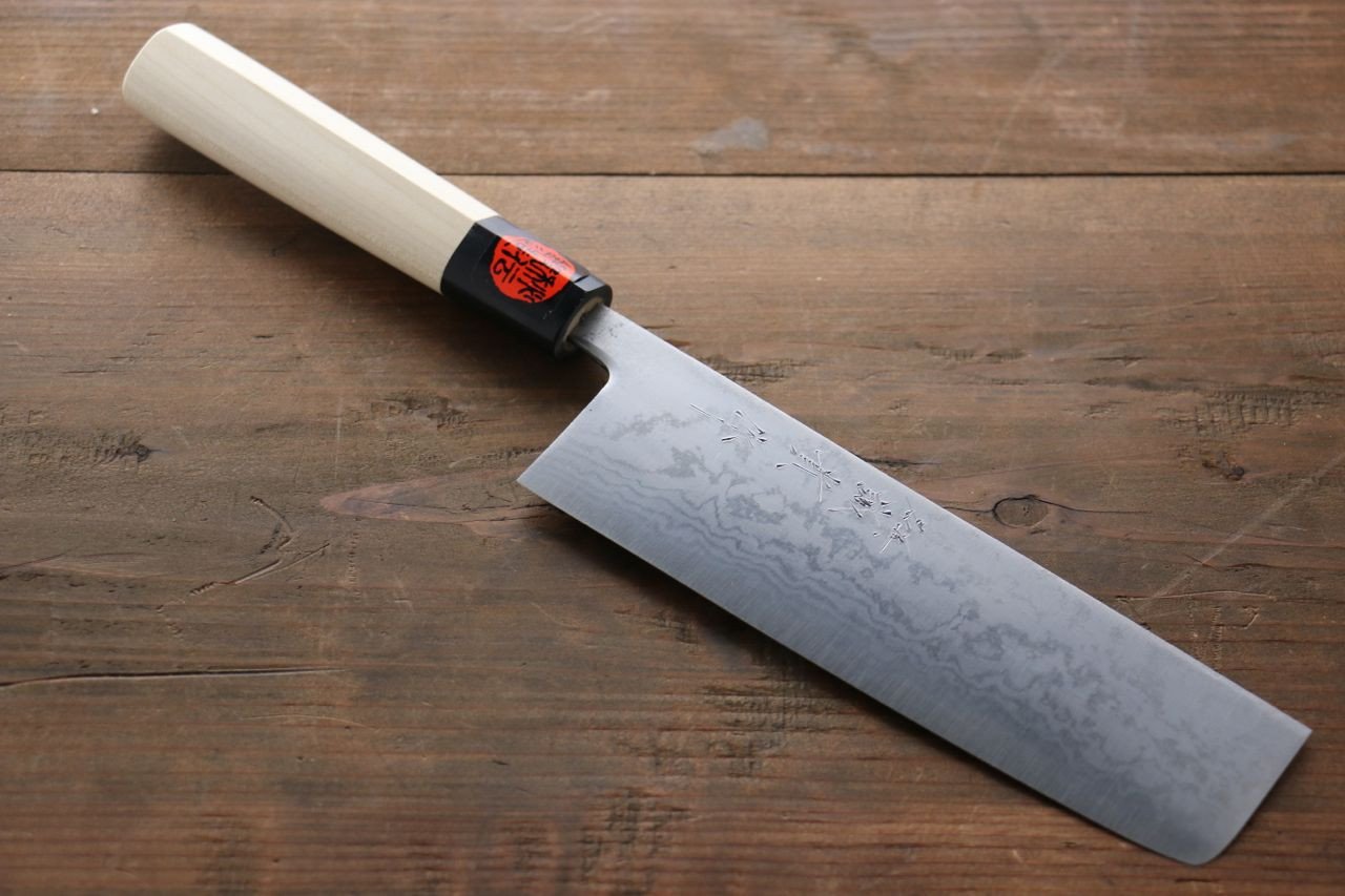 田中 誠貴 青ニ鋼 17層ダマスカスダマスカス 菜切包丁 180mm 朴柄 - 清助刃物