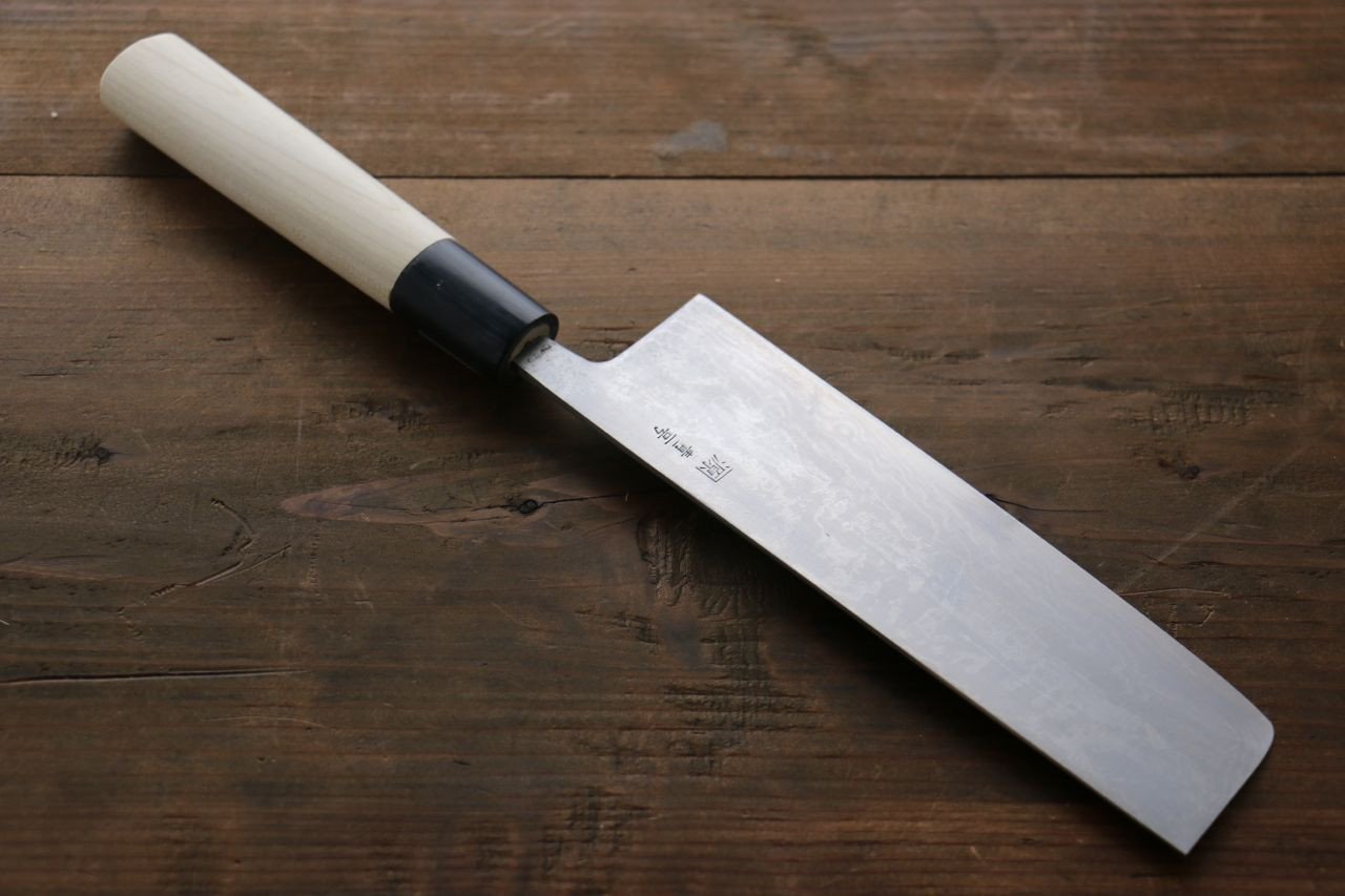 田中 誠貴 青ニ鋼 17層ダマスカスダマスカス 菜切包丁 180mm 朴柄 - 清助刃物