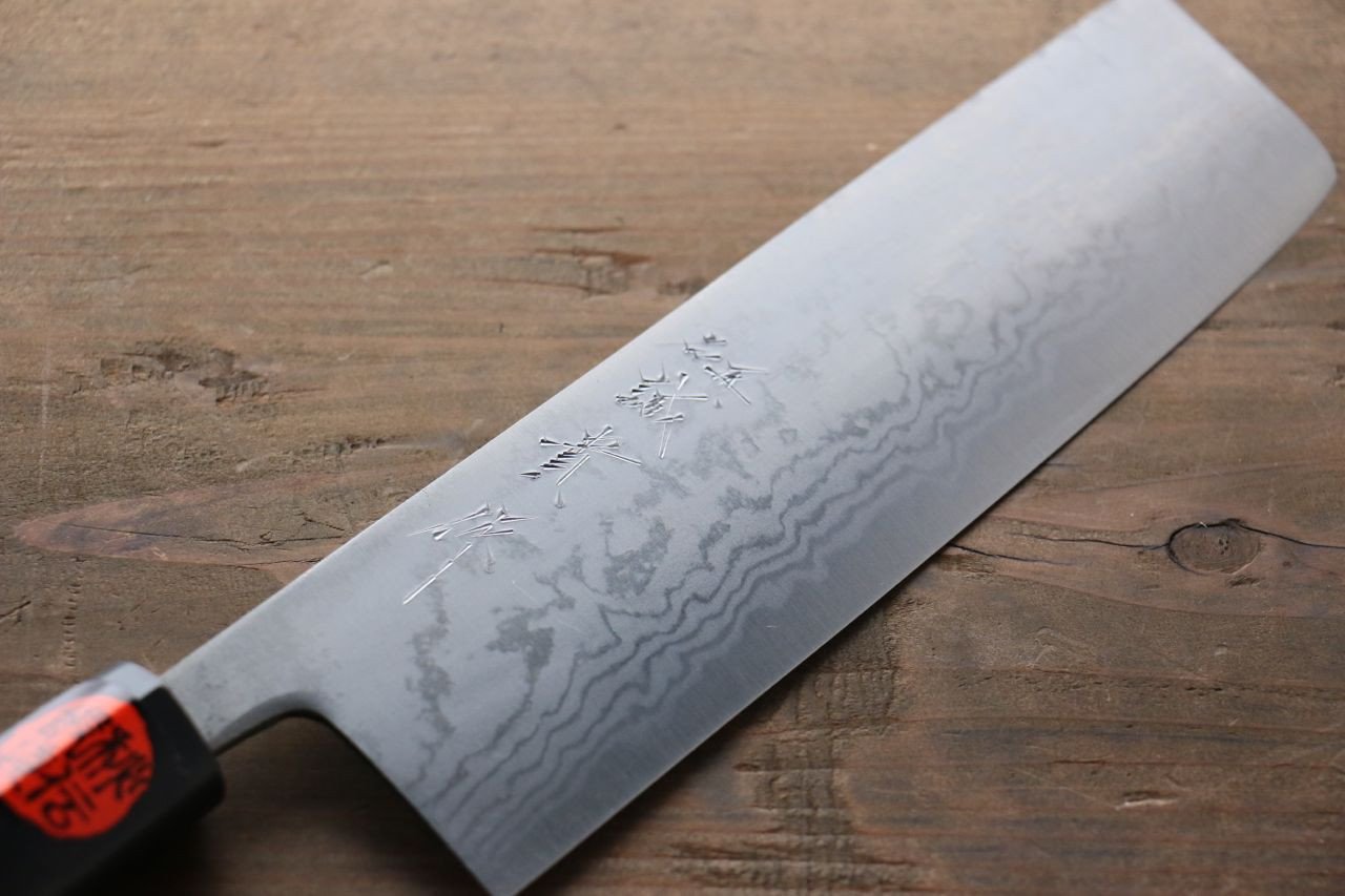 田中 誠貴 青ニ鋼 17層ダマスカスダマスカス 菜切包丁 180mm 朴柄 - 清助刃物