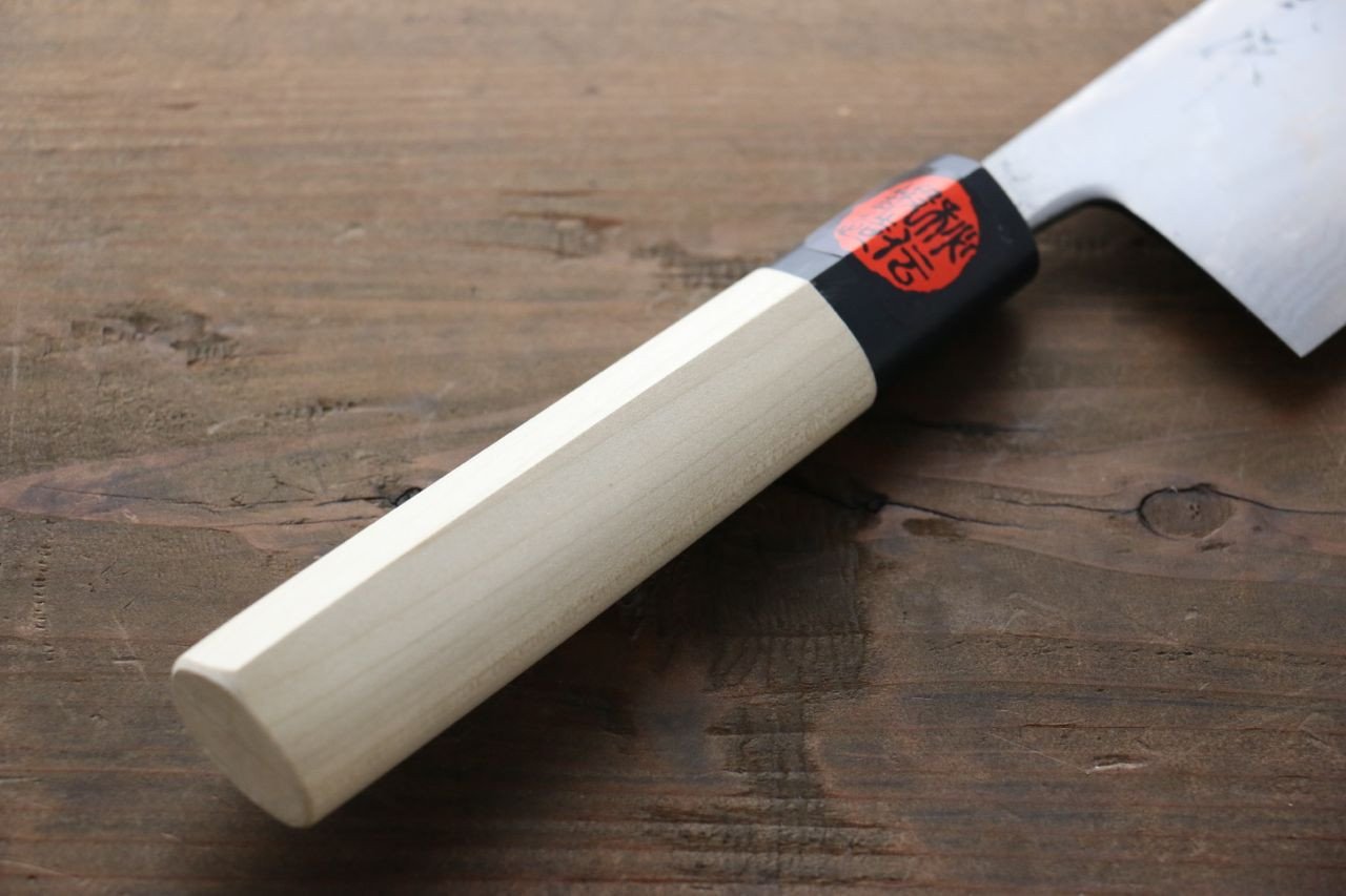田中 誠貴 青ニ鋼 17層ダマスカスダマスカス 菜切包丁 180mm 朴柄 - 清助刃物