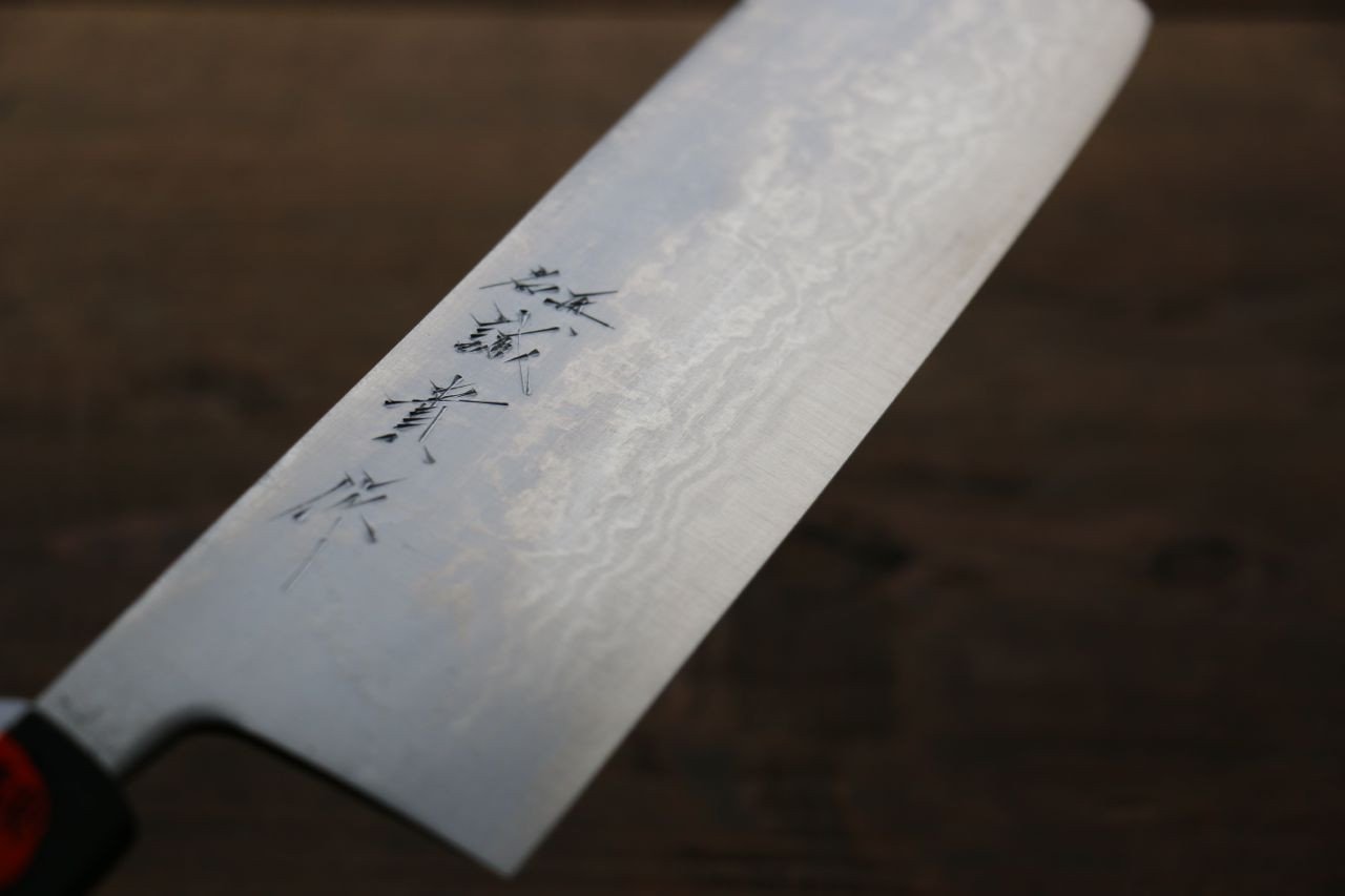 田中 誠貴 青ニ鋼 17層ダマスカスダマスカス 菜切包丁 180mm 朴柄 - 清助刃物