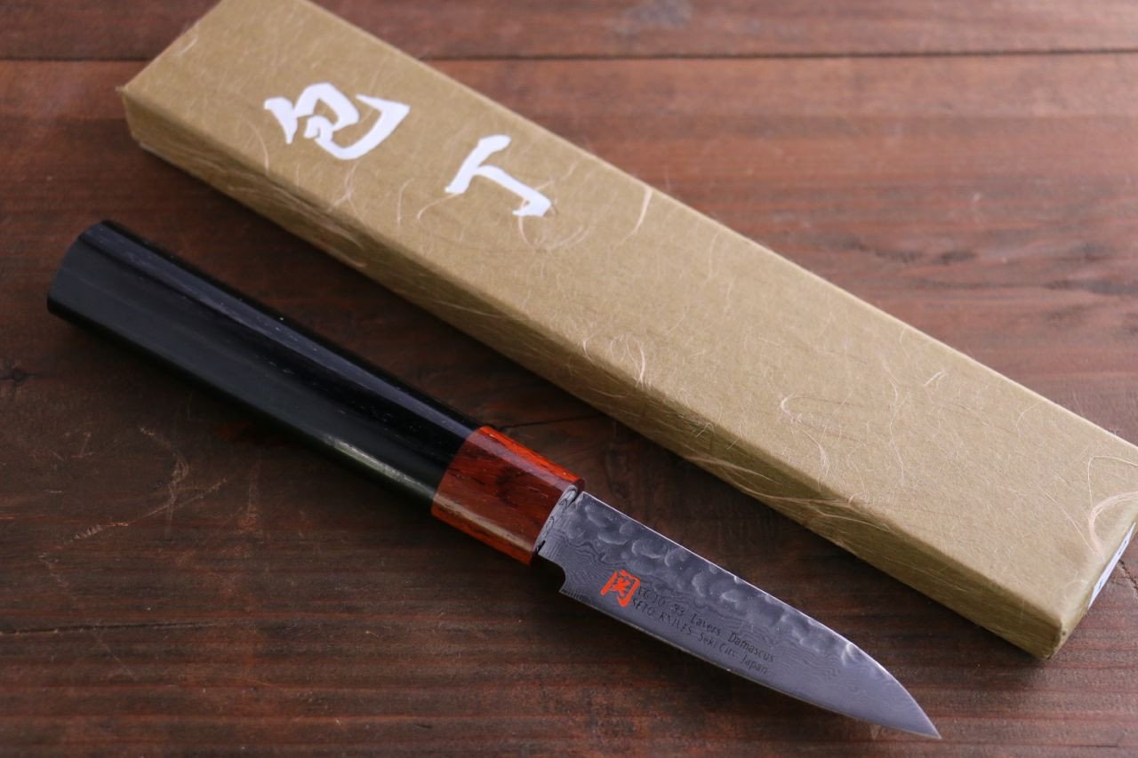 伊勢屋 V金10号 ダマスカス パーリングナイフ 76mm - 清助刃物