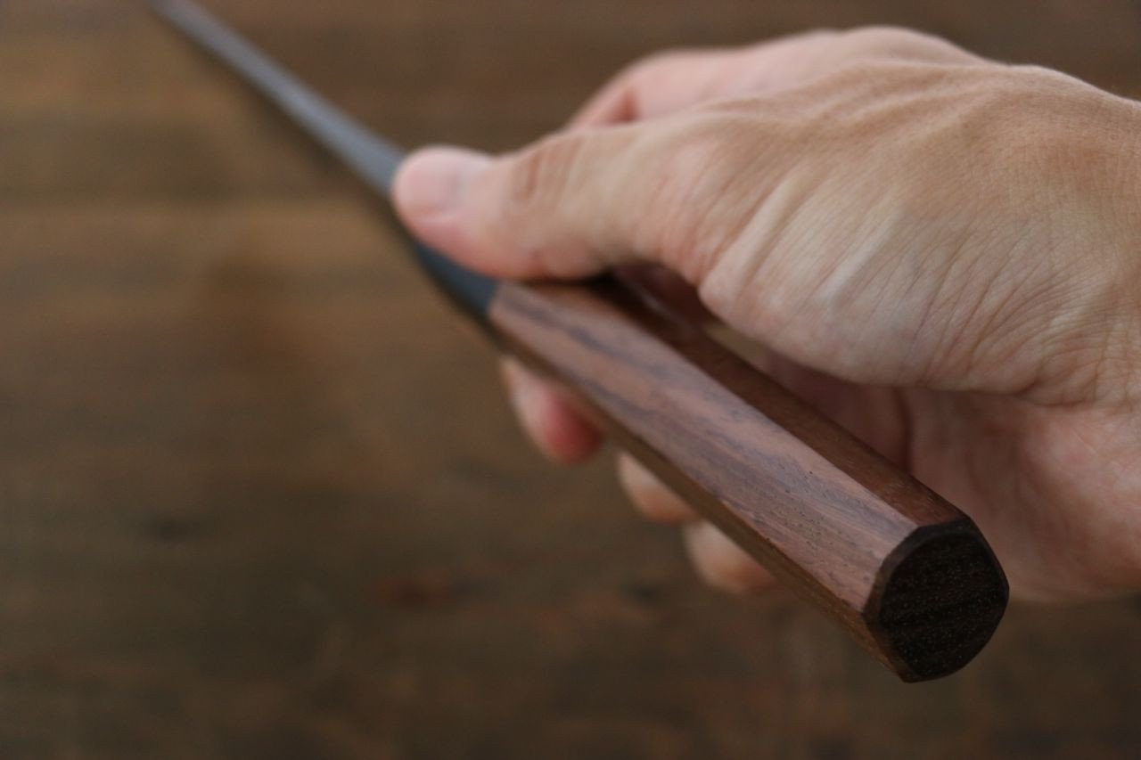 岩井 貴行 青スーパー鋼 黒打 三徳包丁 165mm 紫檀柄 - 清助刃物