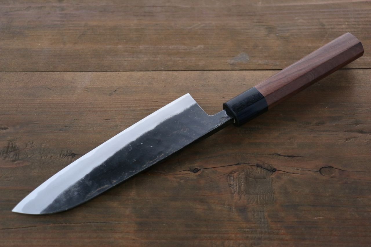 岩井 貴行 青スーパー鋼 黒打 三徳包丁 165mm 紫檀柄 - 清助刃物