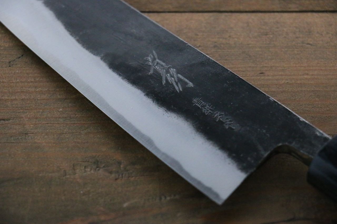 岩井 貴行 青スーパー鋼 黒打 三徳包丁 165mm 紫檀柄 - 清助刃物