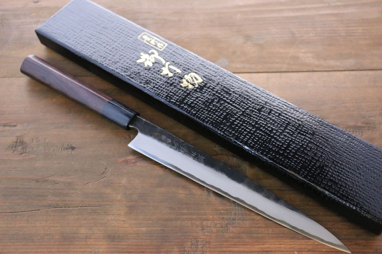 岩井 貴行 青ニ鋼 黒打 柳刃包丁 210mm 紫檀柄 - 清助刃物