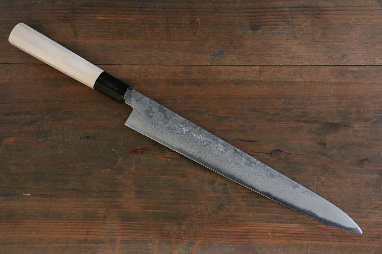 堺 孝行 銀三鋼 ダマスカス 筋引包丁 240mm - 清助刃物