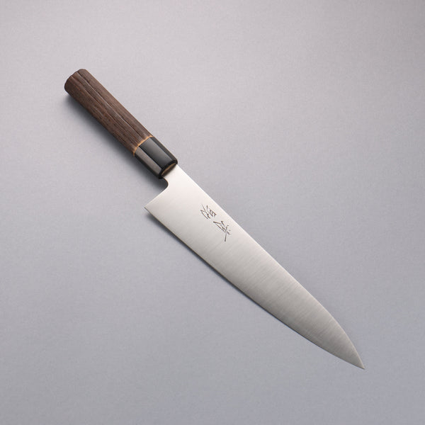 No.01438 包丁　牛刀　重啓作　スウェーデン鋼　墨流　雲流　箱付　未使用品 No.01438 包丁 牛刀 重啓作 スウェーデン鋼 墨流 雲流 箱付 未