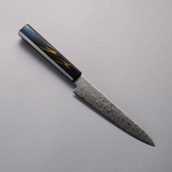清助刃物 寛丈 ダマスカス ペティ 150mm 黒檀 未使用品 寛丈 SG2 ダマスカス ペティーナイフ 150mm 紺金漆塗り柄 – 清助刃物 Japan