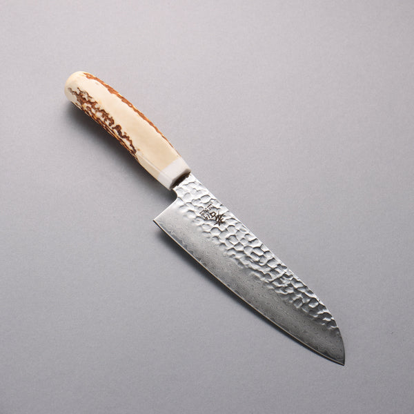 堺 孝行 V金10号 33層ダマスカス 三徳包丁 180mm 牛骨柄 鞘付き – 清助