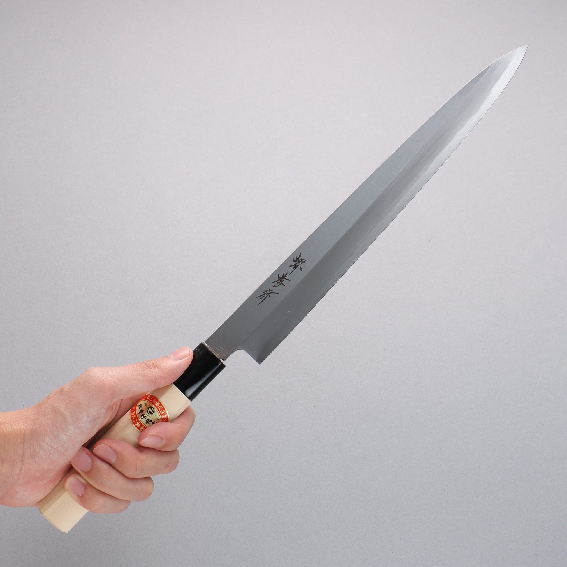 堺 孝行 霞 白鋼 柳刃包丁 朴柄 - 清助刃物
