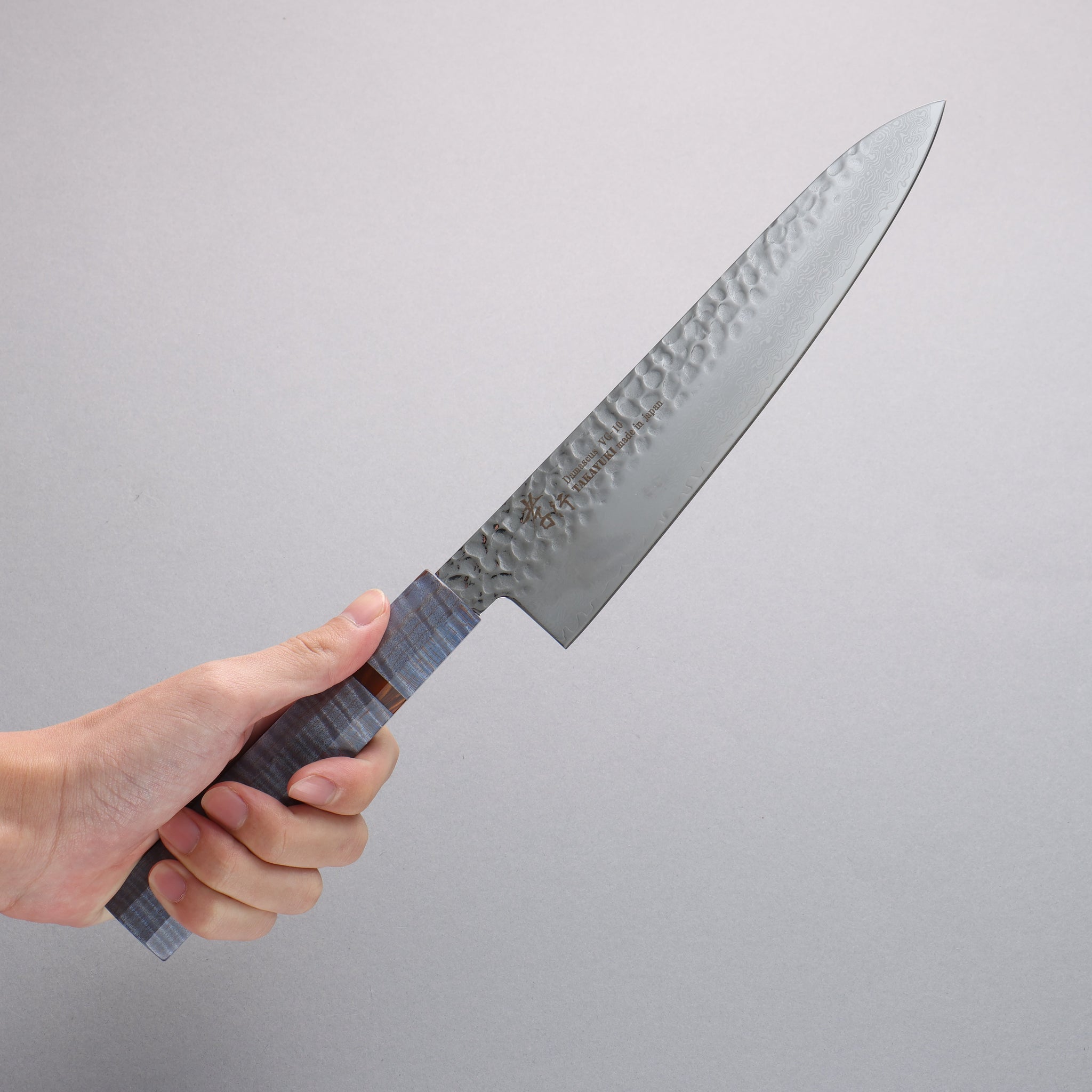 堺 孝行 V金10号 33層ダマスカス 牛刀包丁 和包丁 210mm スタビライズドウッド 藍 柄 - 清助刃物